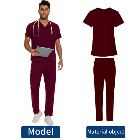 Image of Scrubs Medical Uniform Clinic Hospital Doctor Overalls V-neck Fashion Scrub Pharmacy Nurse Clothes-FrenzyAfricanFashion.com