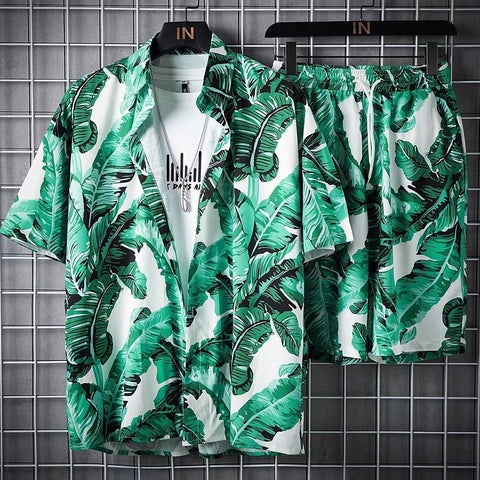 Image of Beach Clothes For Men 2 Piece Set Quick Dry Hawaiian Shirt and Shorts Set Men Fashion Clothing Printing Casual Outfits Summer-FrenzyAfricanFashion.com