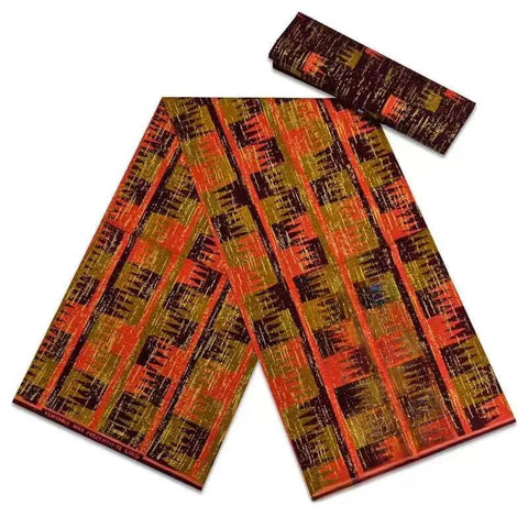 Image of Navy Kente Wax Print Ankara African Fabric Dress Craft DIY Cotton 4+2 yards-FrenzyAfricanFashion.com