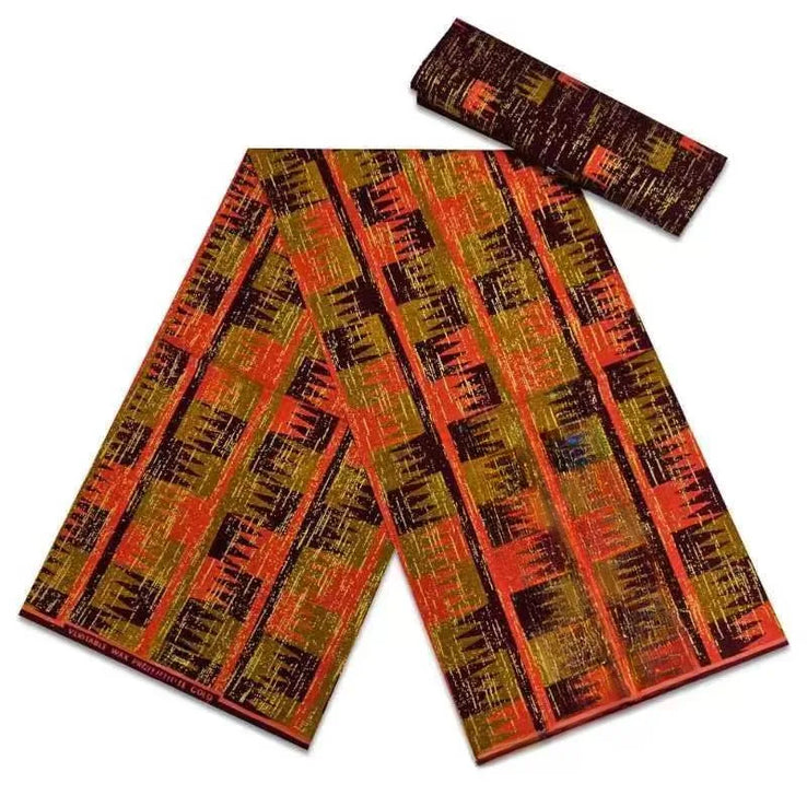 Navy Kente Wax Print Ankara African Fabric Dress Craft DIY Cotton 4+2 yards-FrenzyAfricanFashion.com