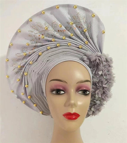 Image of sego gele headtie turbans for women hats for women auto gele headtie already made 2022 aso oke fashion bonnets head wraps-FrenzyAfricanFashion.com