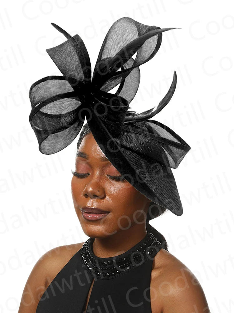 Wedding Church Fascinator Hat Headpiece Women Formal Event Tea Millinery Cap Feather Kentucky Derby Race Millinery-FrenzyAfricanFashion.com