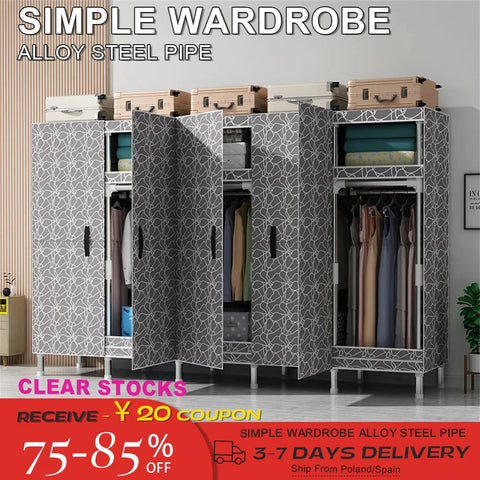 Image of HOME Wardrobes Closet armario Cloth Bedroom Furniture 85/125/166/207x45x170cm Steel Pipe Support Storage Household-FrenzyAfricanFashion.com