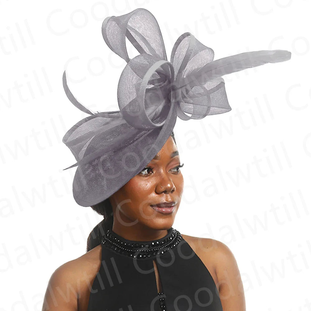 Wedding Church Fascinator Hat Headpiece Women Formal Event Tea Millinery Cap Feather Kentucky Derby Race Millinery-FrenzyAfricanFashion.com