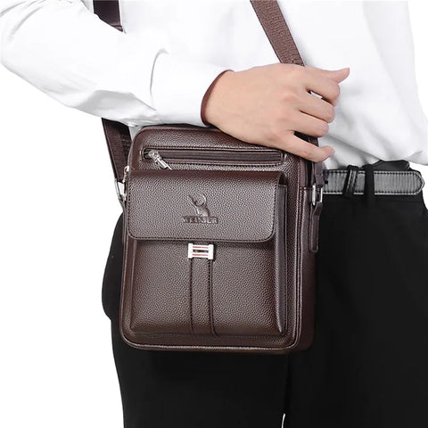 Image of Men's Genuine Leather Crossbody Shoulder Bags High quality Tote Fashion Business Man Messenger Bag Leather Bags fanny pack-FrenzyAfricanFashion.com