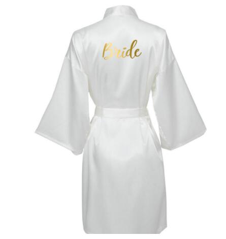 Image of Satin Silk Bride Robe Wedding Robe Bride Bridesmaid Dressing Gown Bridesmaid White Robes Satin Gold Font Gown-FrenzyAfricanFashion.com