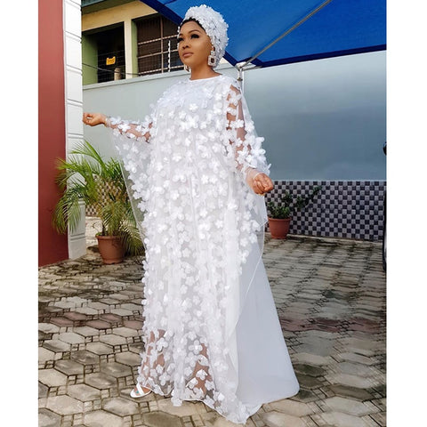 Image of Lace Dresses for Women Dashiki Boubou Robe-FrenzyAfricanFashion.com