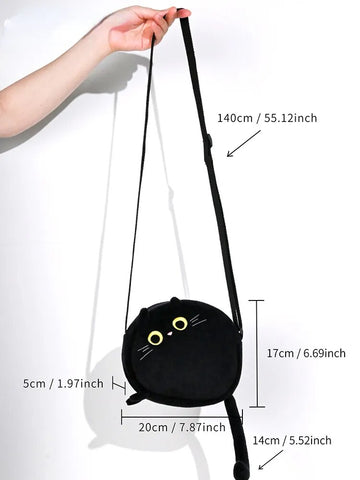 Image of Cat Sling Bag Cute Plush Phone Bag Girls Plush Mini Bag Coins Purse-FrenzyAfricanFashion.com