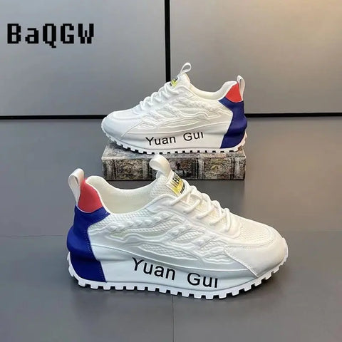 Image of Chunky Sneakers Men Running Shoes Casual Breathable Leather Mesh-FrenzyAfricanFashion.com