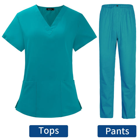 Image of Uniforms Nurse Women Thin and Light Fabric Short Sleeve Medical Clothes Scrubs Nursing Pants Elastic Medical Uniforms for Summer-FrenzyAfricanFashion.com