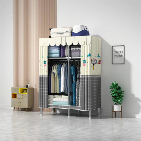 Image of Wardrobe Wardrobe with 23MM Steel Pipe Bedroom Foldable Cloth Wardrobe-FrenzyAfricanFashion.com