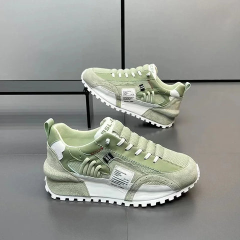 Image of Chunky Sneakers Men Running Shoes Casual Breathable Leather Mesh-FrenzyAfricanFashion.com