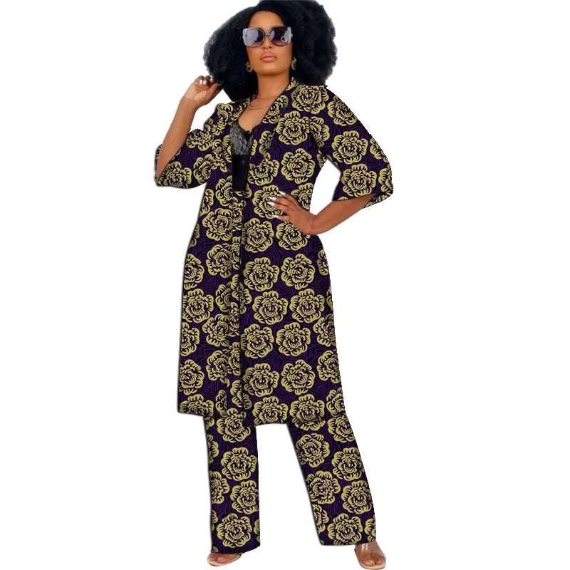 Women Clothing Set Half Sleeve Tops With Straight Pants Ankara Outfits-FrenzyAfricanFashion.com