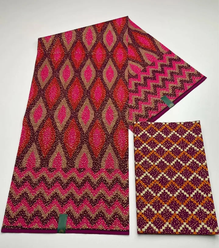 Kente Cotton African Print Wax Fabric 4+2yards Nigeria Ghana Style Sewing Dress Craft DIy-FrenzyAfricanFashion.com