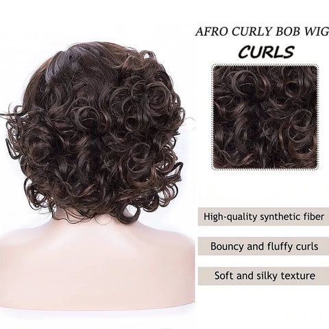 Image of HAIRJOY Synthetic Hair Short Burgundy Curly Wigs for Women Ombre Wine Red Short Wig-FrenzyAfricanFashion.com