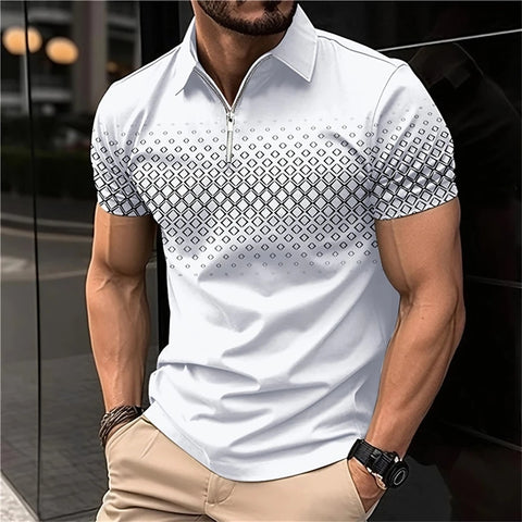 Image of Summer Men Short Sleeve Polo Shirt Fashion 3D T-Shir Lapel Golf Shirt Casual-FrenzyAfricanFashion.com