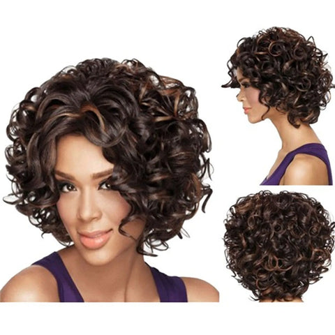 Image of Short Curly Human Hair Wet And Wavy Lace Frontal Wig-FrenzyAfricanFashion.com