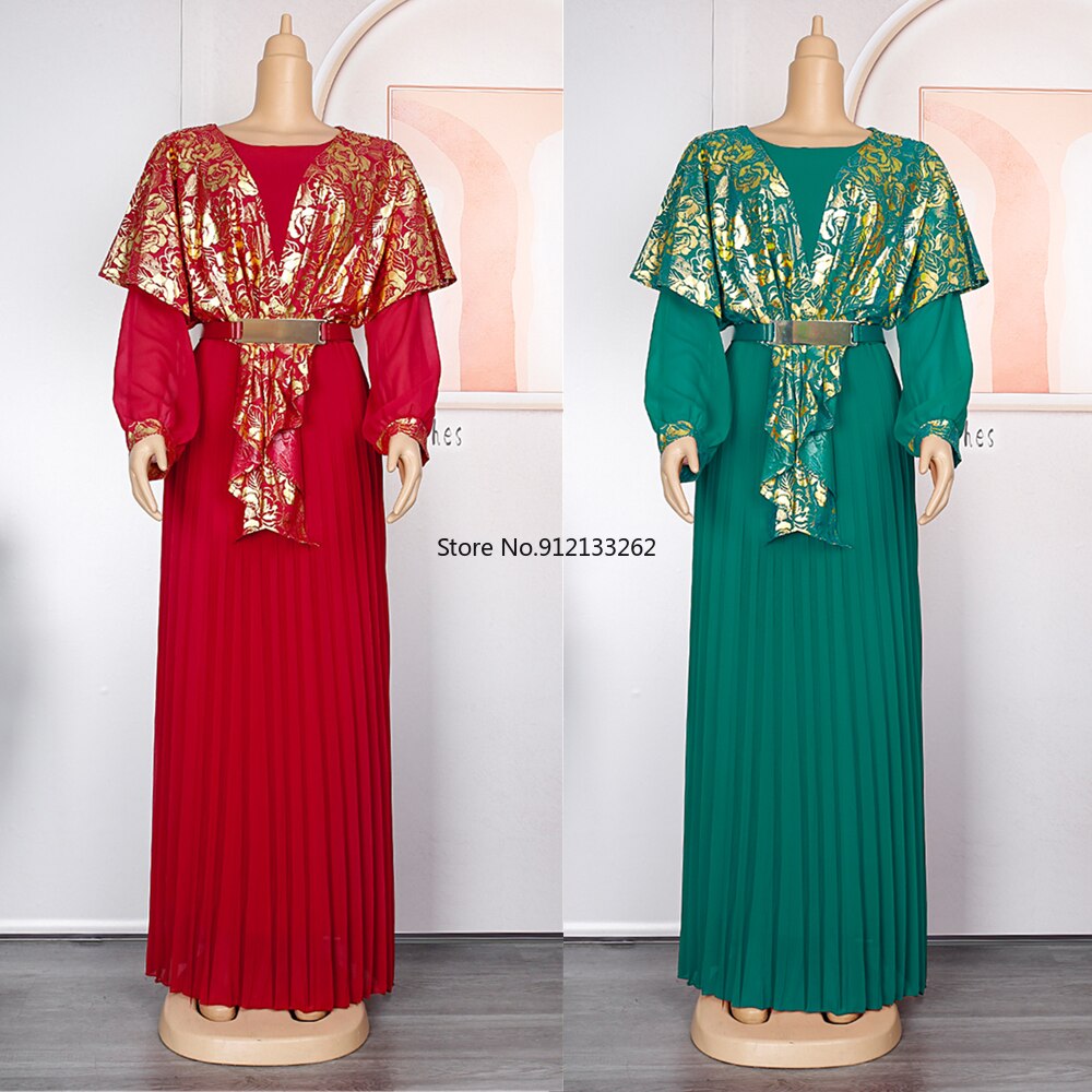 Chiffon Dresses Women Plus Size Evening Party Long Dress Dashiki Print Muslim Abaya Kaftan-FrenzyAfricanFashion.com