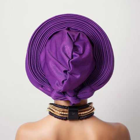 Image of African auto gele Headtie Wedding Party Headpiece Women Head Wraps Muslim Hat-FrenzyAfricanFashion.com