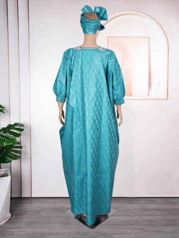 Image of Formal Attire Bazin Riche Dashiki Green Shirt Pants Robe Suit Agbada-FrenzyAfricanFashion.com