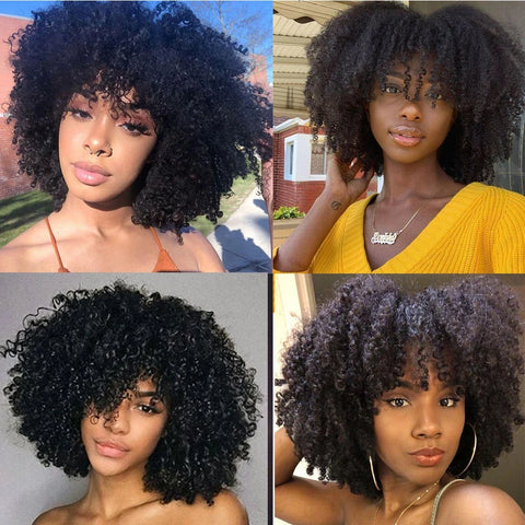 Image of Mongolian Afro Kinky Curly Human Hair Wigs Short Pixie Curl-FrenzyAfricanFashion.com