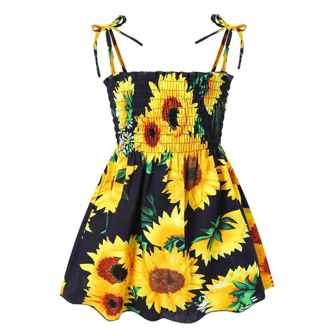 Image of Girls Sleeveless Flower Sundress Summer Beach Strap Princess Dress Cotton Children Clothes girls Casual Dresses-FrenzyAfricanFashion.com