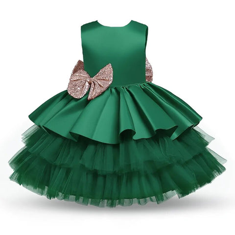 Image of Toddler Baby Girl Dress Big Bow Baptism Dress-FrenzyAfricanFashion.com