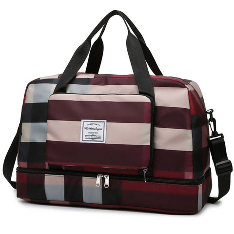 Image of Foldable Travel Duffel Bag Sports Tote Shoulder Weekender Overnight Bags Large Capacity Dry and Wet Separation for Women-FrenzyAfricanFashion.com