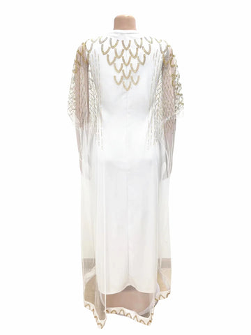 Image of Two-Piece Dresses Women Mesh Caftan Abaya Robe Clothes-FrenzyAfricanFashion.com