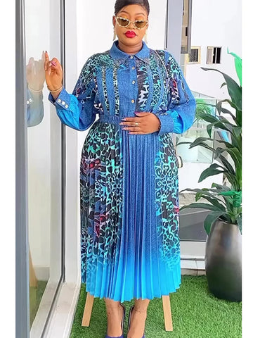 Image of Elegant African Dresses for Women 2024 New Summer Fashion 2 PCS Sets Tops And Skirts Suits Muslim Kaftan Chiffon Maxi Dress-FrenzyAfricanFashion.com