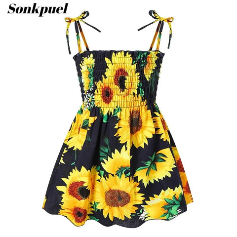 Image of Girls Sleeveless Flower Sundress Summer Beach Strap Princess Dress Cotton Children Clothes girls Casual Dresses-FrenzyAfricanFashion.com