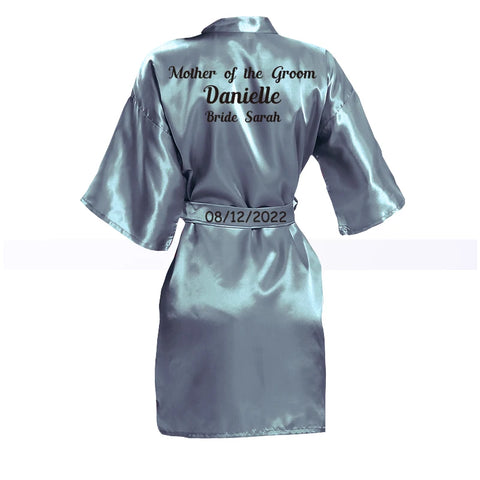 Image of Customized Logo Wedding Bathrobe Faux Silk Bridal Robe Bride Bridesmaid Wedding Robes Woman Bachelorette Hen Party-FrenzyAfricanFashion.com