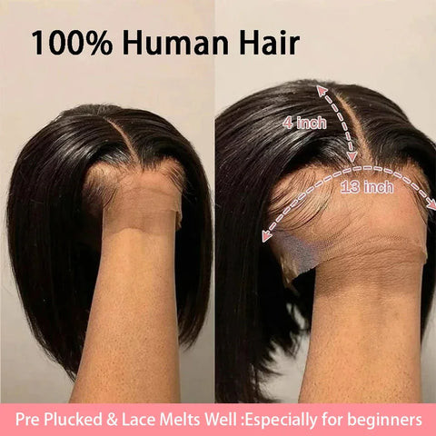 Image of Straight Bob Wig Lace Closure Human Hair-FrenzyAfricanFashion.com