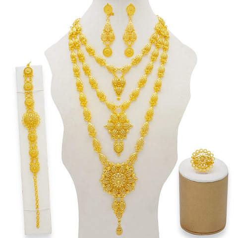 Image of Dubai Jewelry Sets Gold Color Necklace &amp; Earring Set For Women African France Wedding Party Jewelery Ethiopia Bridal Gifts-FrenzyAfricanFashion.com