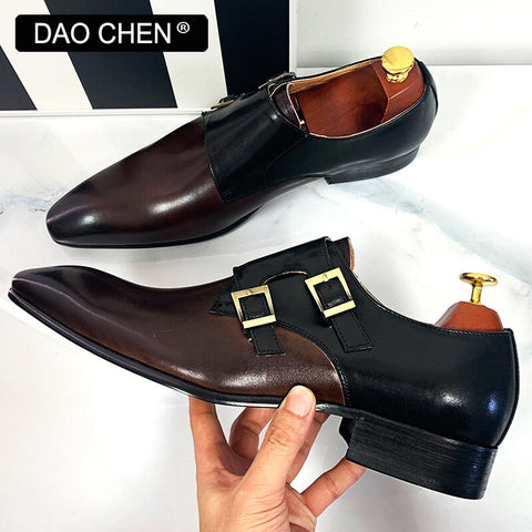 Image of DAOCHEN MEN&#39;S LOAFERS DOUBLE MONK STRAP SHOES GENUINE LEATHER LUXURY MAN DRESS SHOES MIX COLORS OFFICE WEDDING MEN CASUAL SHOES-FrenzyAfricanFashion.com