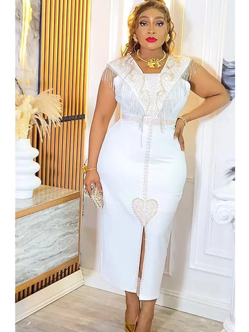 Image of Plus Size African Wedding Party Dresses for Women 2024 New Dashiki Ankara Evening Gown Elegant Turkey Outfit Robe Africa Clothes-FrenzyAfricanFashion.com