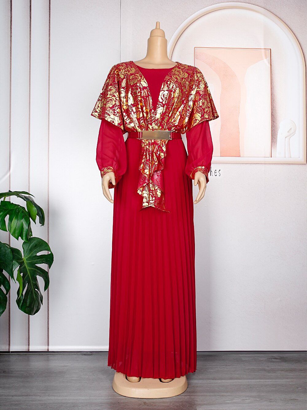 Chiffon Dresses Women Plus Size Evening Party Long Dress Dashiki Print Muslim Abaya Kaftan-FrenzyAfricanFashion.com