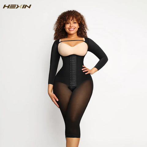 Image of Women Long Sleeve Corset Waist Trainer Body Shaper Tummy Control Shapewear Bodysuit Slimming Girdle-FrenzyAfricanFashion.com