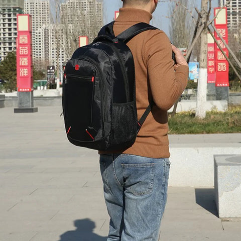 Image of Large-capacity Student School Bag Casual Solid Color Backpack Material Oxford Men New Backpack Multi-functional Simple Bag-FrenzyAfricanFashion.com