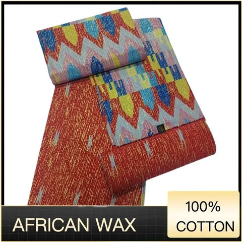 Image of Ankara African Fabric kente gold Real Wax Dress Craft DIY Cotton 4+2yards-FrenzyAfricanFashion.com