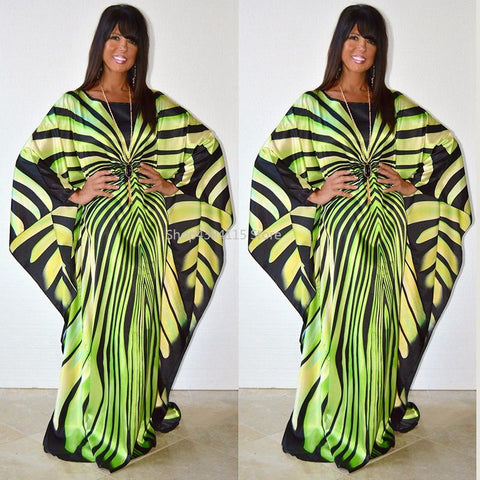 Image of Luxury Dubai Kaftan Abaya Muslim Maxi Dress zebra Stripe print-FrenzyAfricanFashion.com