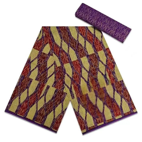 Image of Navy Kente Wax Print Ankara African Fabric Dress Craft DIY Cotton 4+2 yards-FrenzyAfricanFashion.com