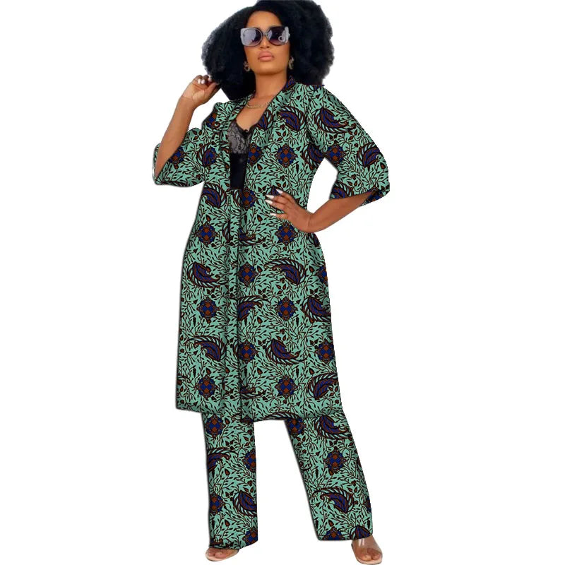 Women Clothing Set Half Sleeve Tops With Straight Pants Ankara Outfits-FrenzyAfricanFashion.com