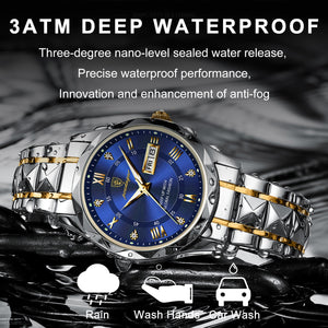 BeniSap Top Brand Luxury Man Wristwatch Waterproof Luminous Date Week Men Watches Stainless Steel-FrenzyAfricanFashion.com