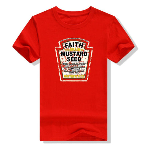 Image of Faith As A Grain of Mustard Seed Women&#39;s and Men&#39;s Christian Parody T-Shirt Tops Funny Aesthetic Clothes Short Sleeve Blouses-FrenzyAfricanFashion.com