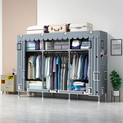 Image of Wardrobe Wardrobe with 23MM Steel Pipe Bedroom Foldable Cloth Wardrobe-FrenzyAfricanFashion.com