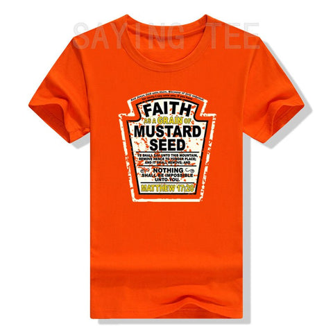 Image of Faith As A Grain of Mustard Seed Women&#39;s and Men&#39;s Christian Parody T-Shirt Tops Funny Aesthetic Clothes Short Sleeve Blouses-FrenzyAfricanFashion.com