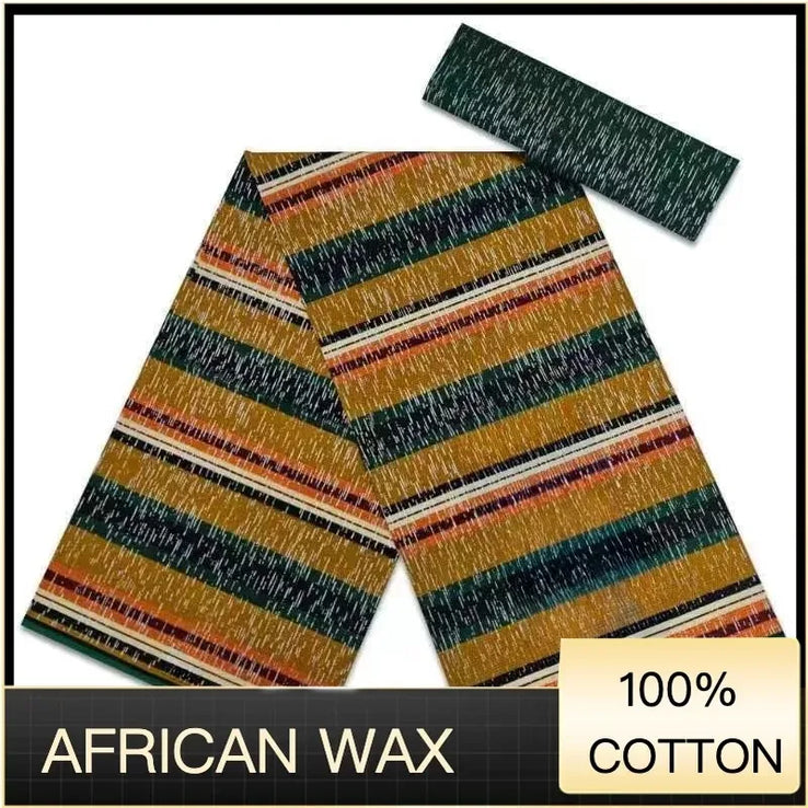 Ankara African Fabric kente gold Real Wax Dress Craft DIY Cotton 4+2yards-FrenzyAfricanFashion.com