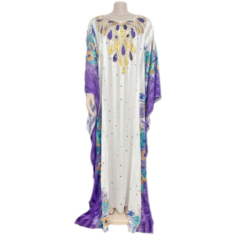 Image of Maxi Dresses Women BouBou Floral Silk Abaya-FrenzyAfricanFashion.com