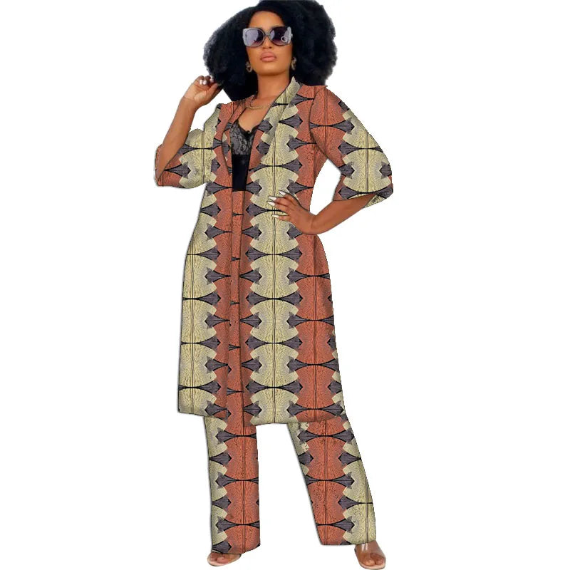 Women Clothing Set Half Sleeve Tops With Straight Pants Ankara Outfits-FrenzyAfricanFashion.com